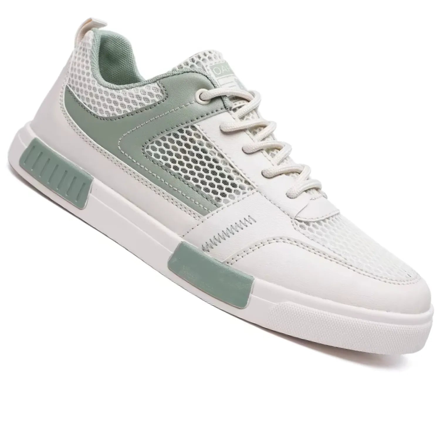 Tênis Masculino e Unissex Branco e Verde Respirável Leve | Espaçoso