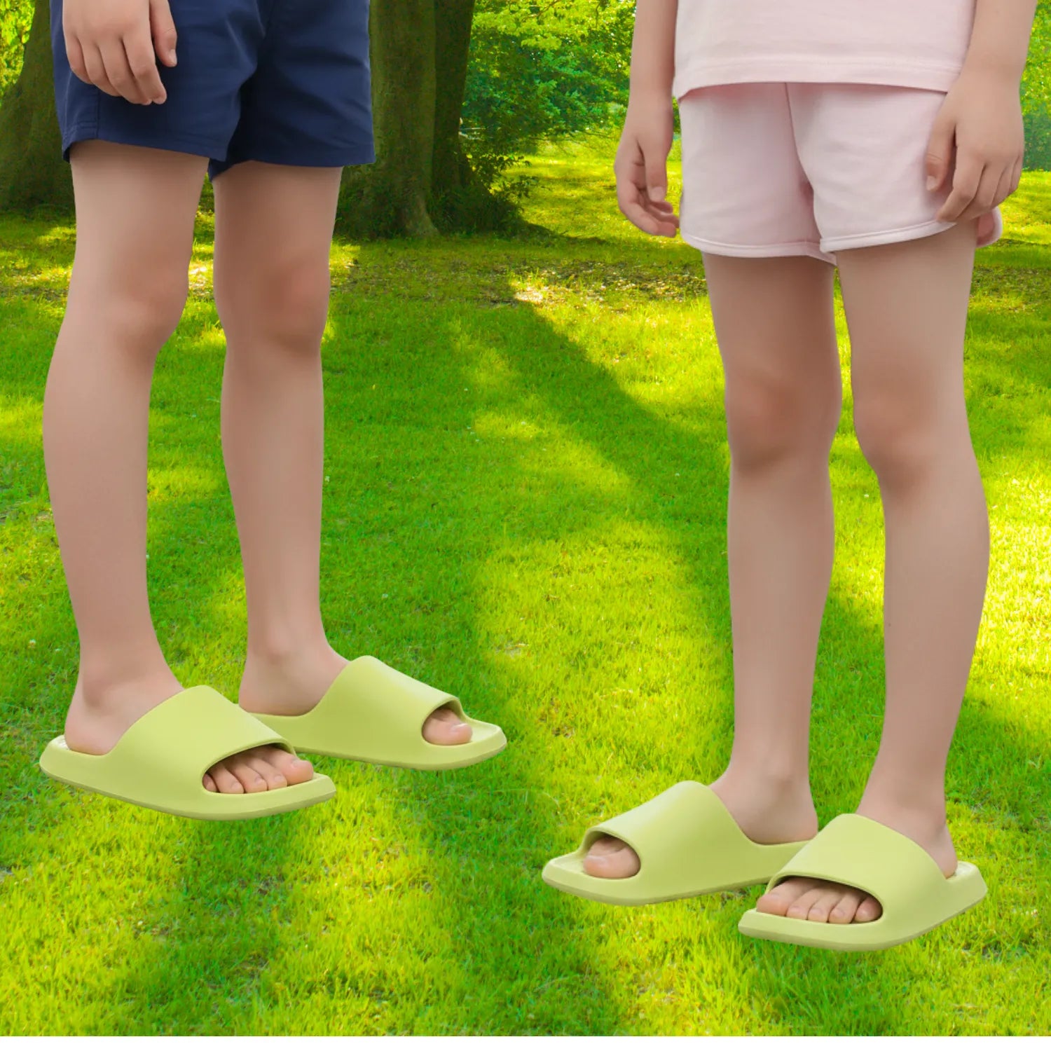 Chinelo infantil verde claro meninos meninas lazer