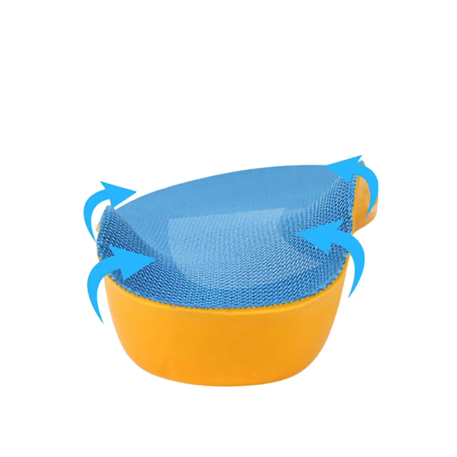 Foto da parte de trás da palmilha ortopédica infantil. Com design ergonômico para correção e crescimento saudável dos pés.