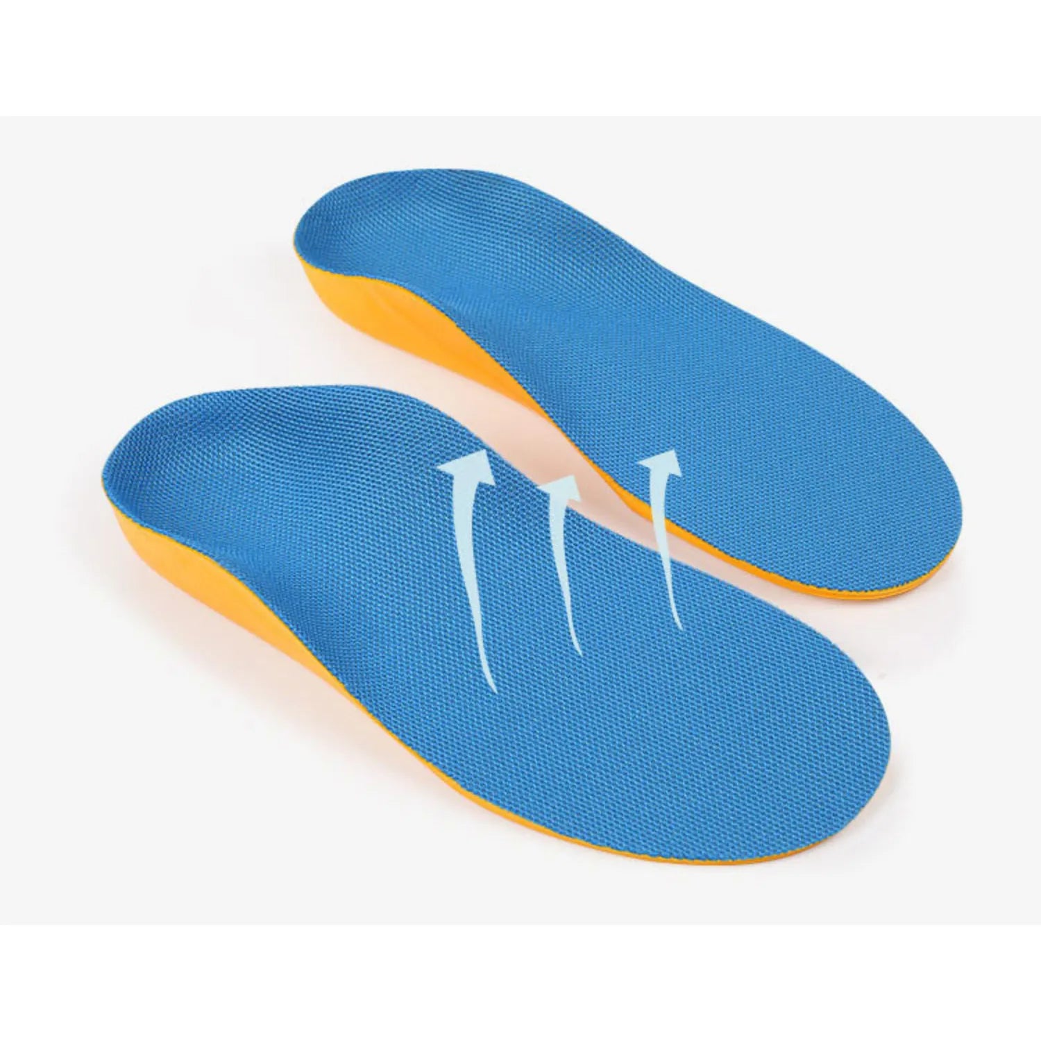 Um par de palmilhas ortopédicas infantis para correção e crescimento saudável dos pés.