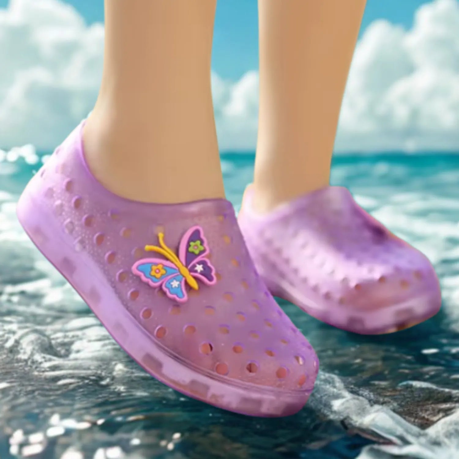 sandália fechada infantil roxo lilás unissex prova de água