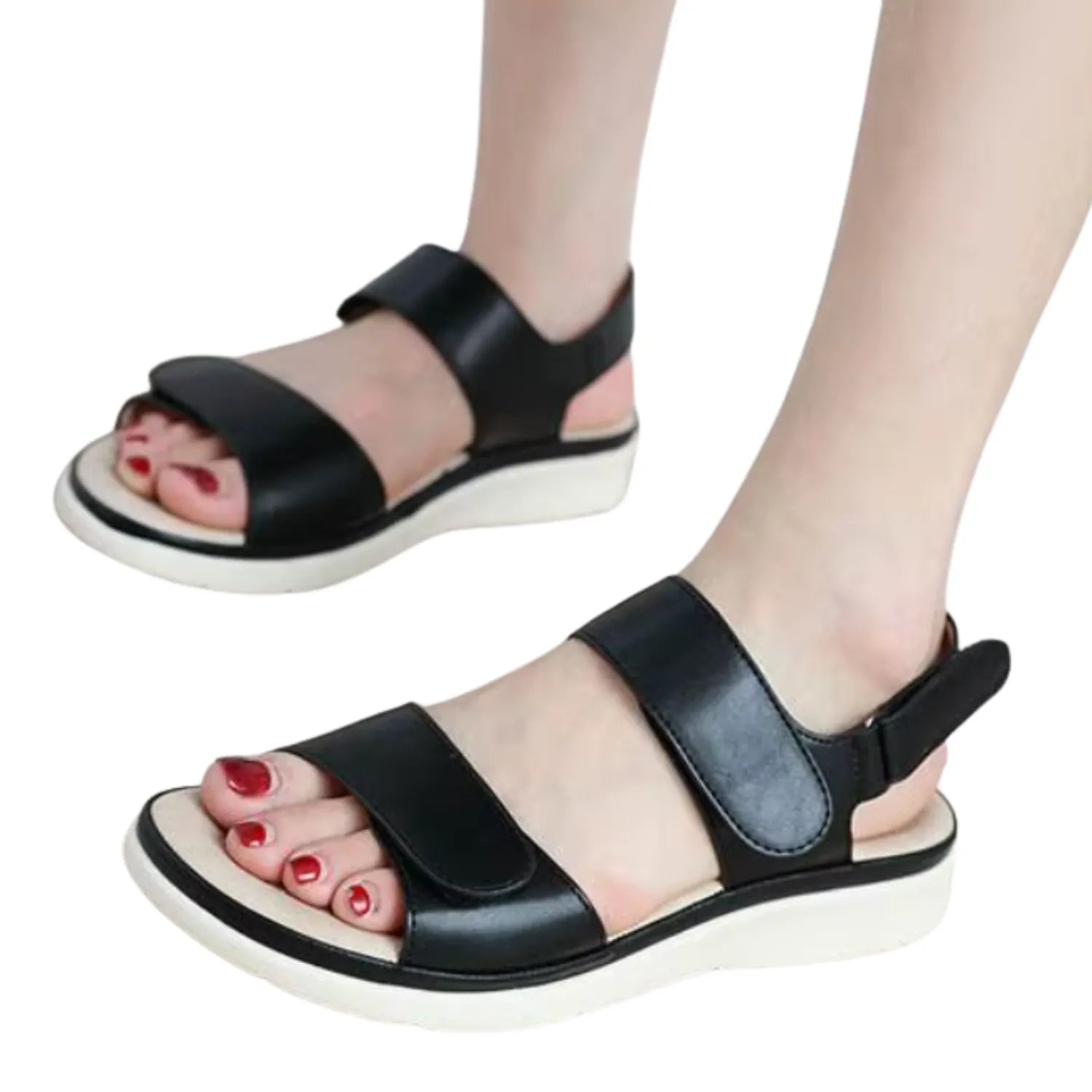 sandalia feminina preta com velcro