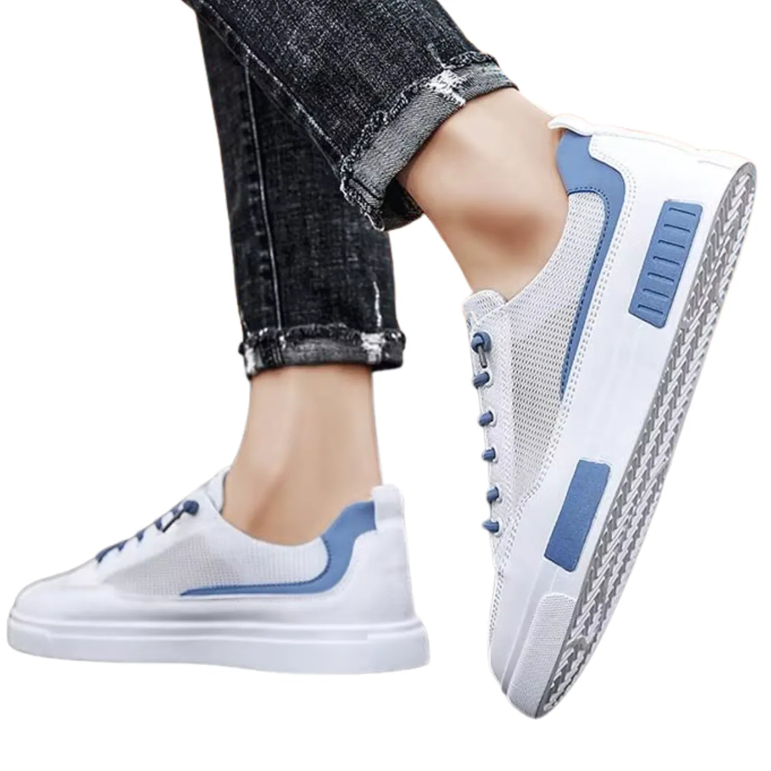 tênis masculino branco e azul antiderrapante