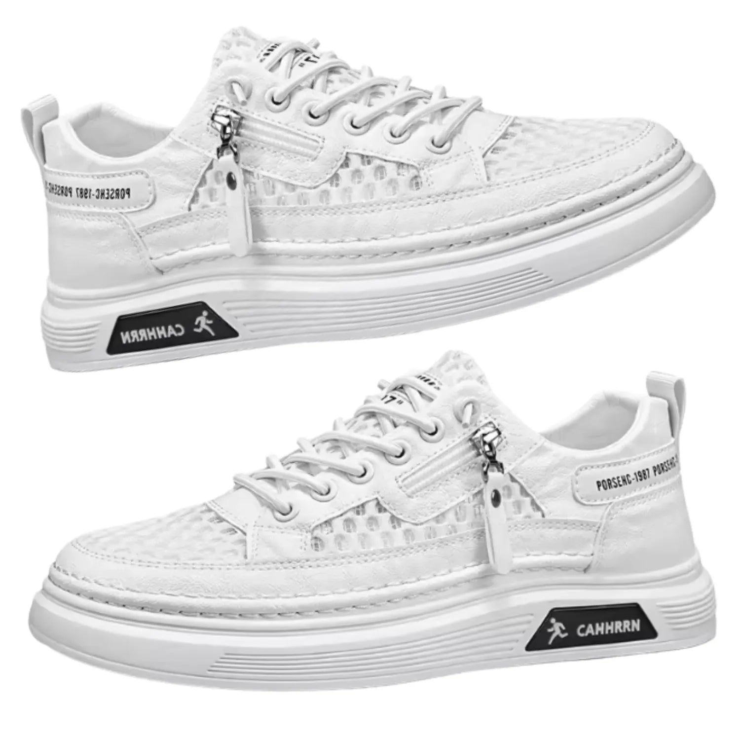 tênis masculino branco zíper ventilação