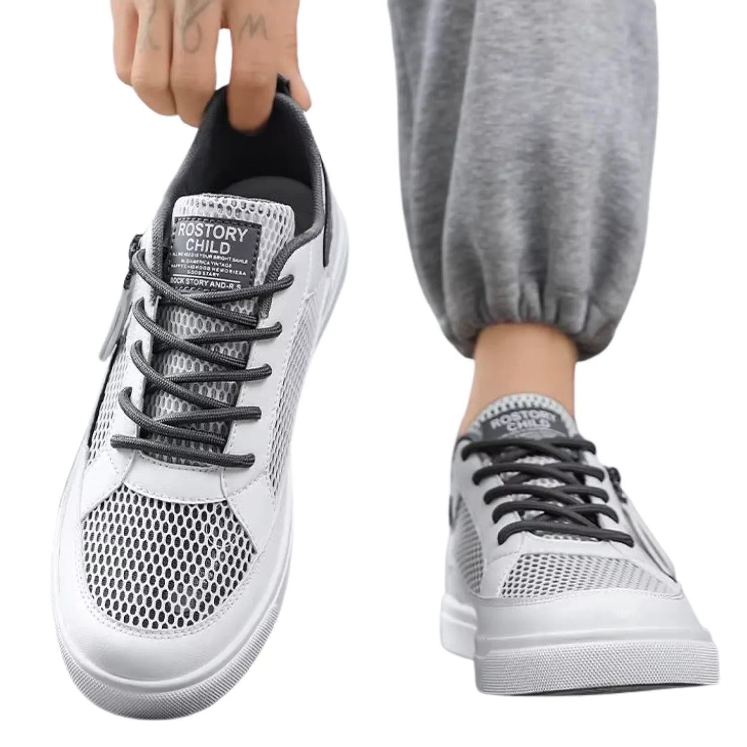 tênis masculino e unissex branco cinza ventilação