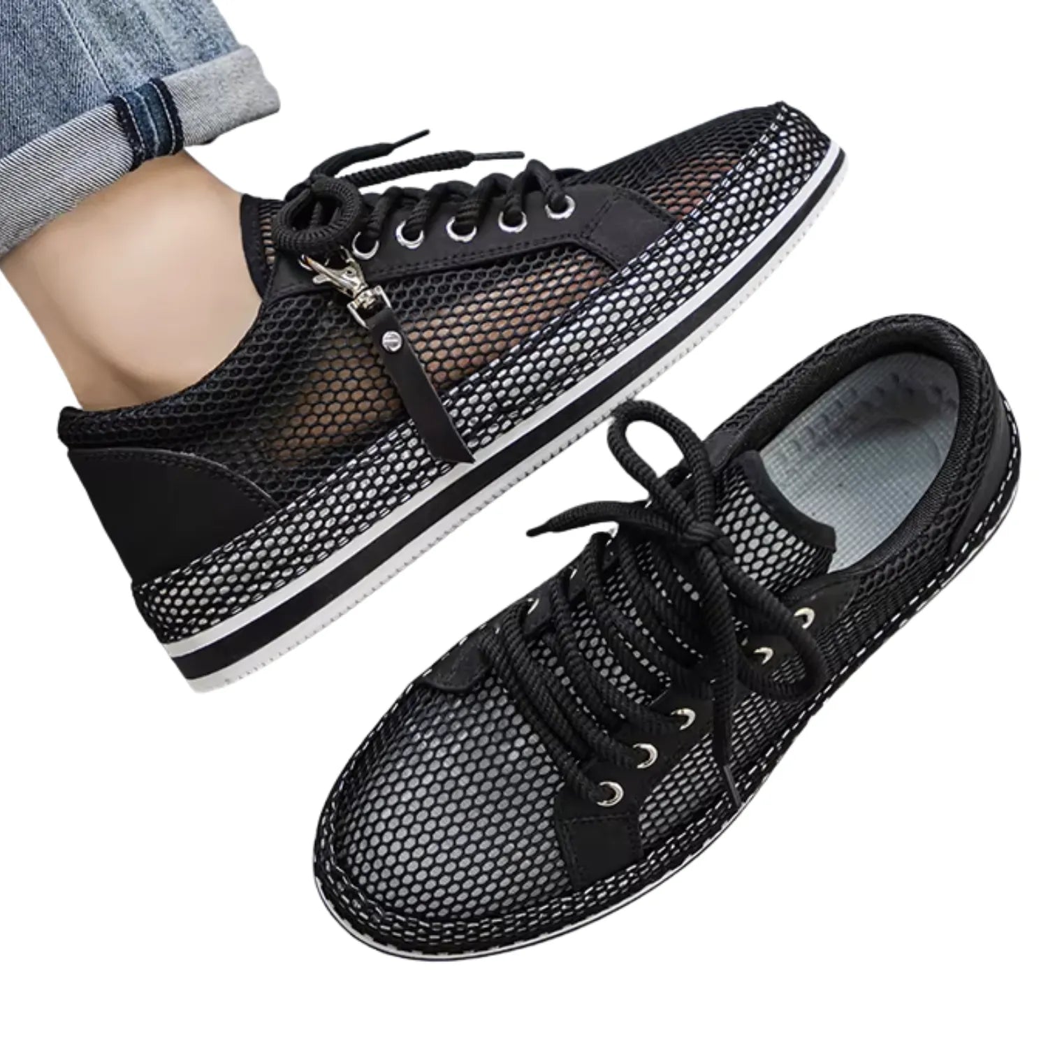 tenis masculino preto de malha respiravel