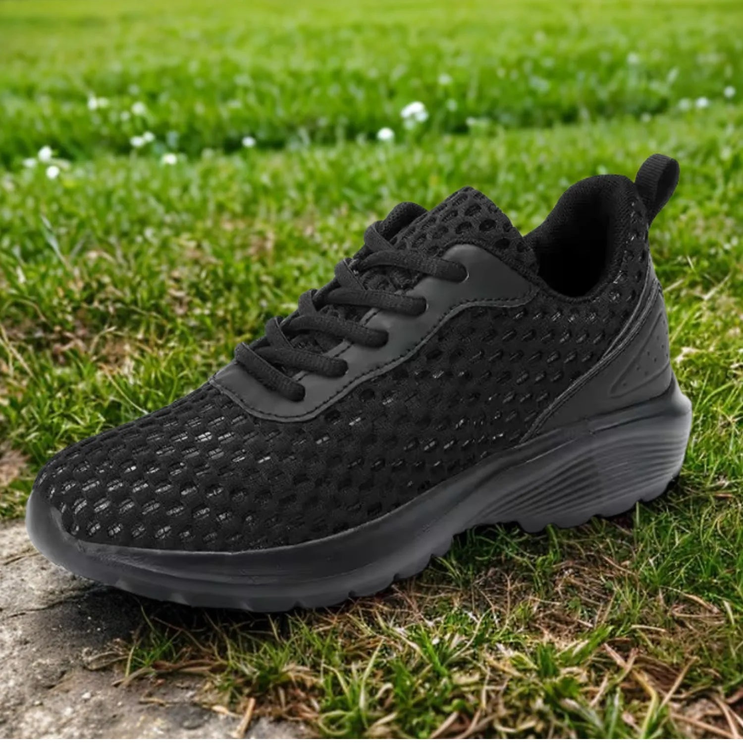 tênis preto feminino de malha macies e confort