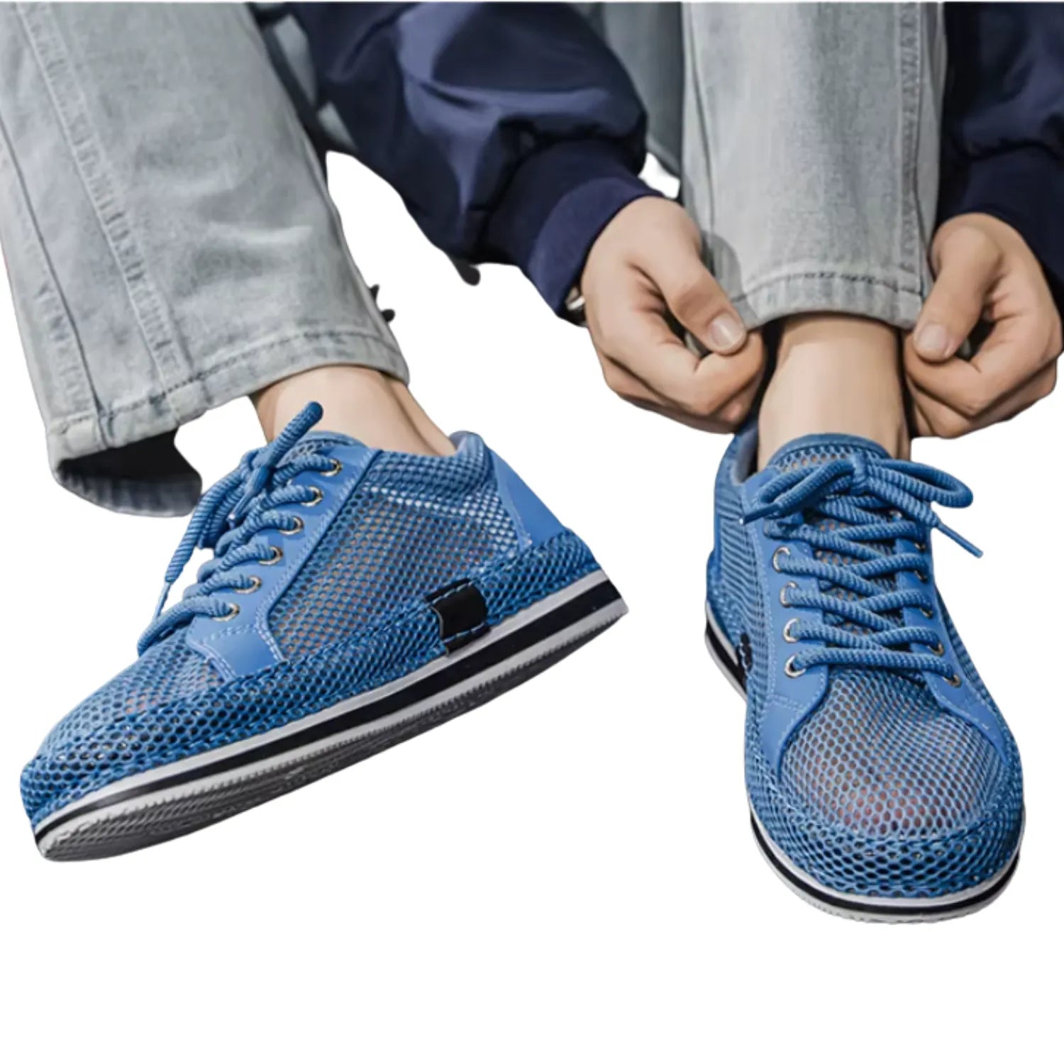 Tênis Masculino Azul Escuro de Malha Respirável | Casual, Leve