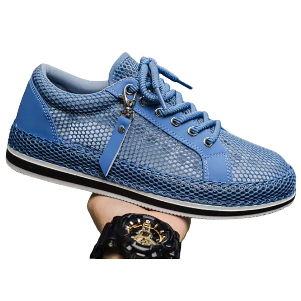 Tênis Masculino Azul Escuro de Malha Respirável | Casual, Leve