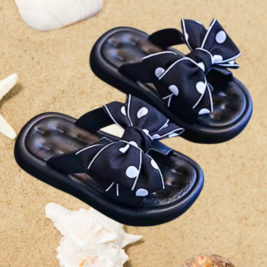 Sandália chinelo infantil meninas preto frescor macies laser