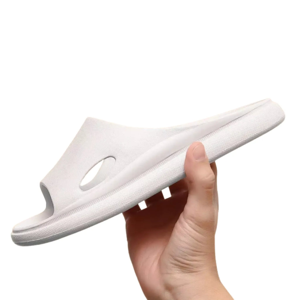 Chinelo branco silencioso unissex flexível macio confort plano