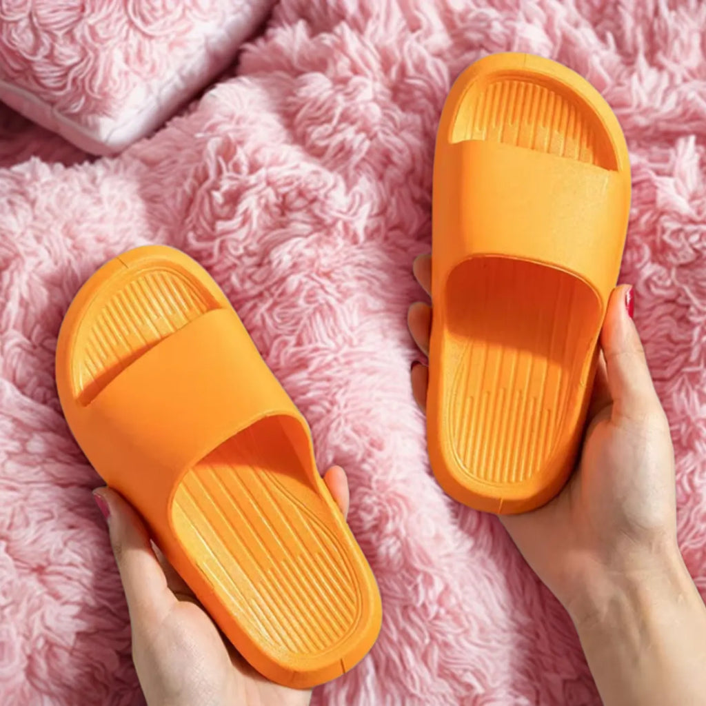 Chinelo infantil laranja meninos meninas macio