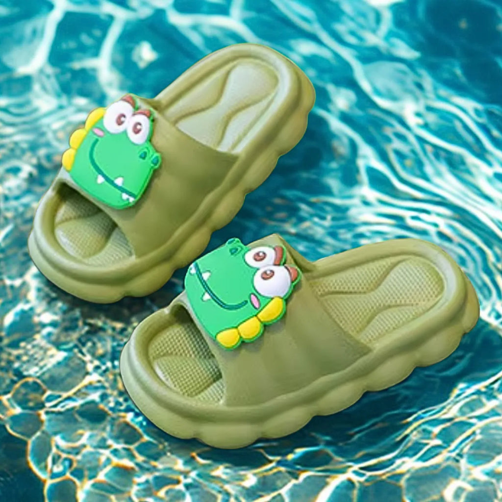 Chinelo infantil verde jacaré meninos meninas e lazer
