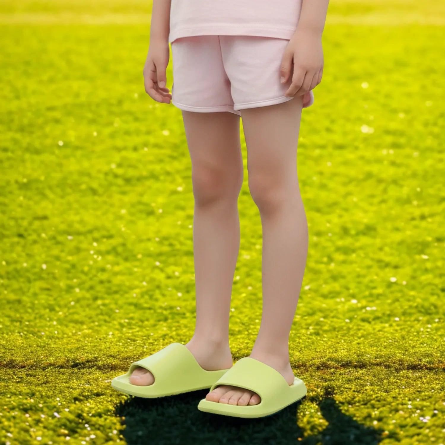 Chinelo infantil verde claro meninos meninas, lazer, verão