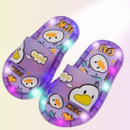 Chinelo sandalia infantil meninas meninos roxo lilás de led
