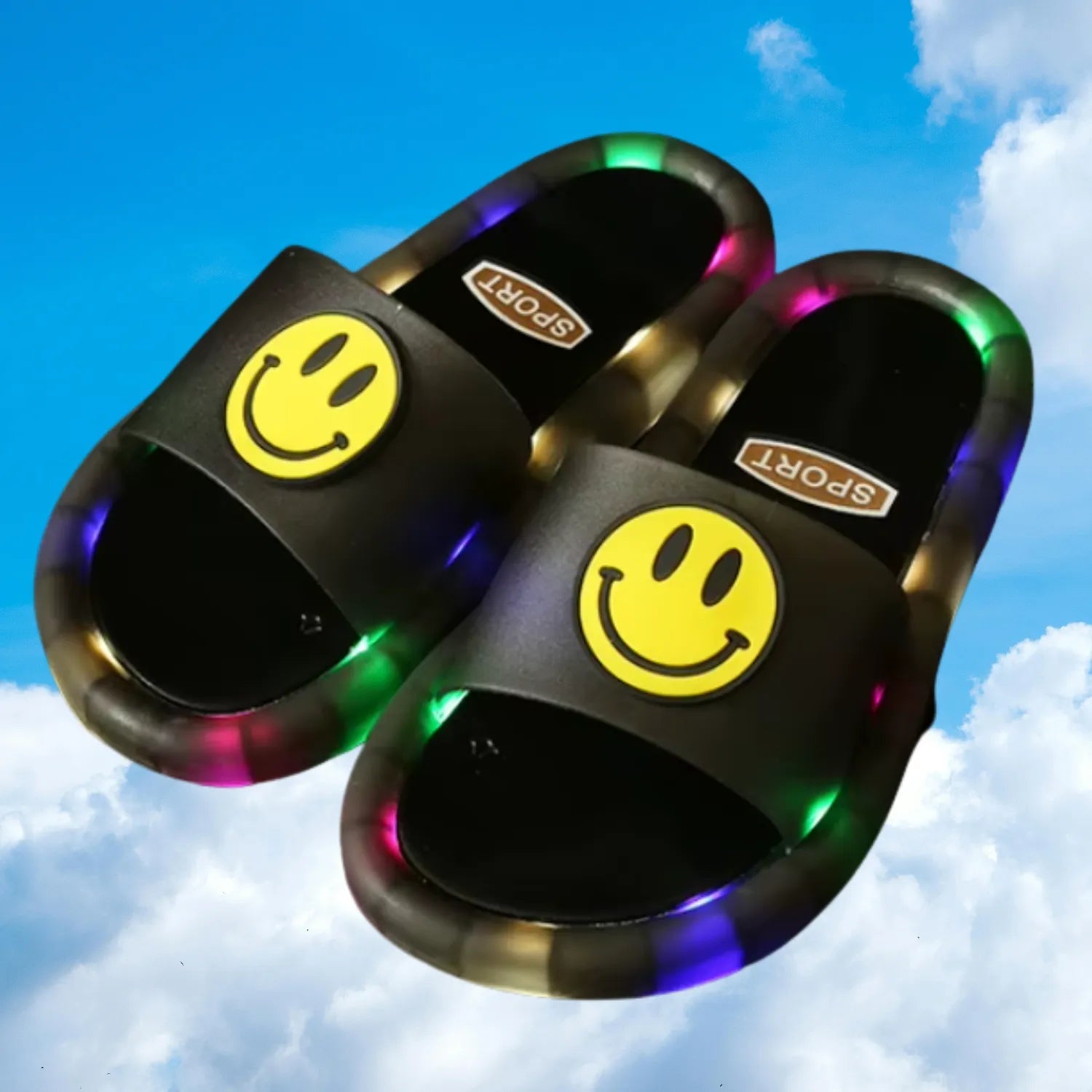 Chinelo sandalia infantil meninas meninos preto frescor macio e led