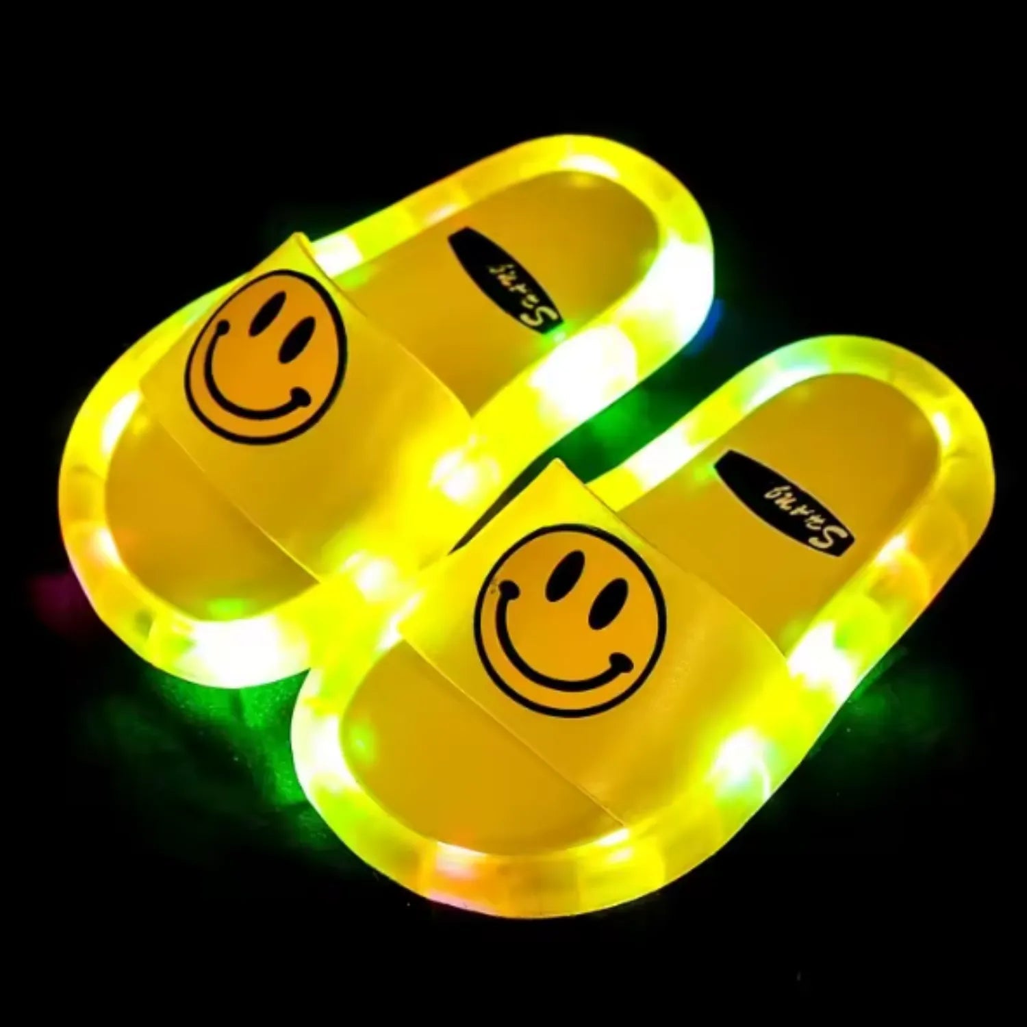 Chinelo sandalia infantil meninas meninos amarelo com led