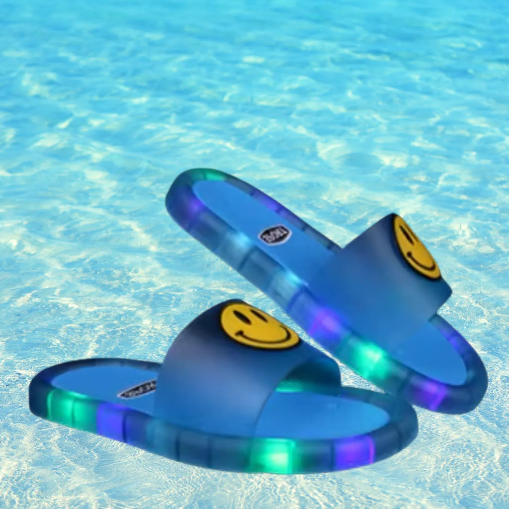 Chinelo sandalia infantil meninas meninos azul água led