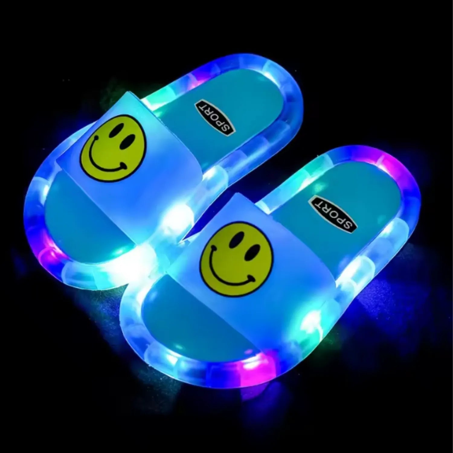 Chinelo sandalia infantil meninas meninos azul com led