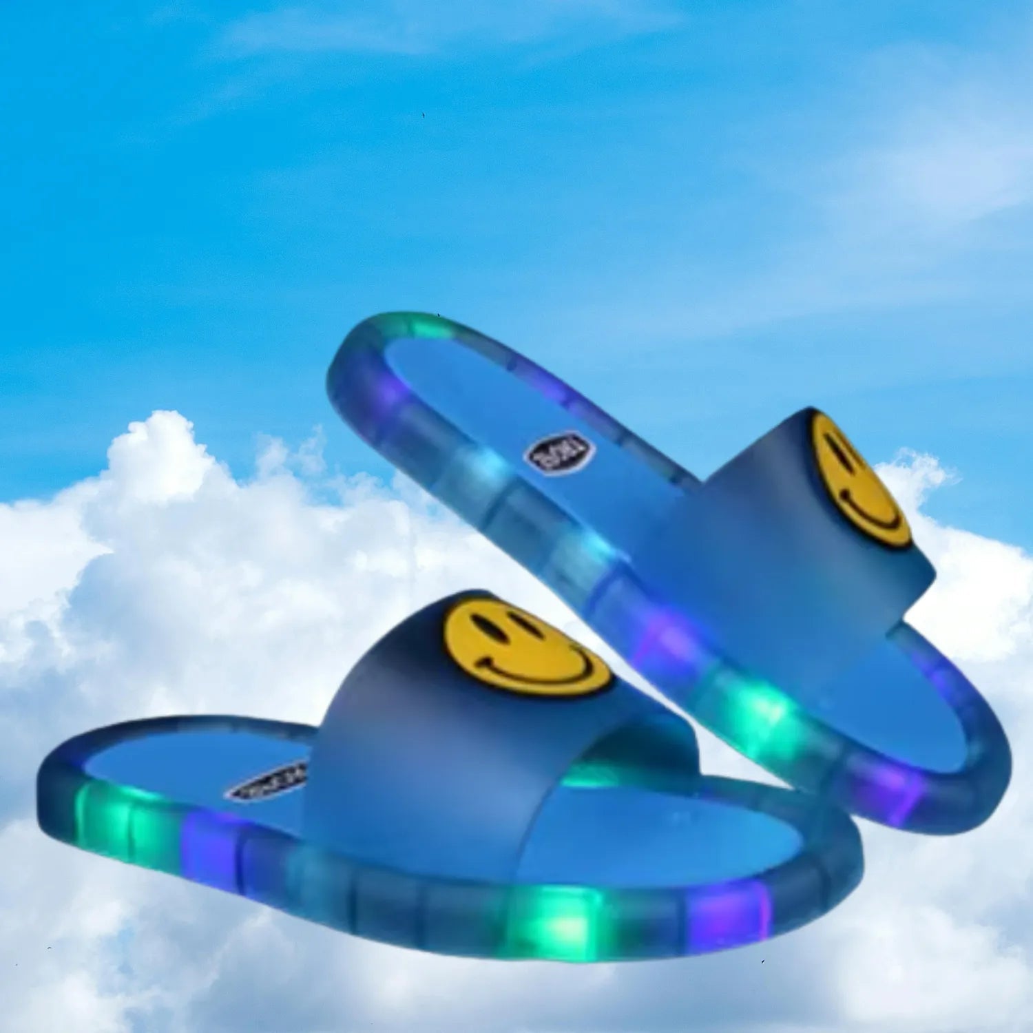 Chinelo sandalia infantil meninas meninos azul frescor macio e led