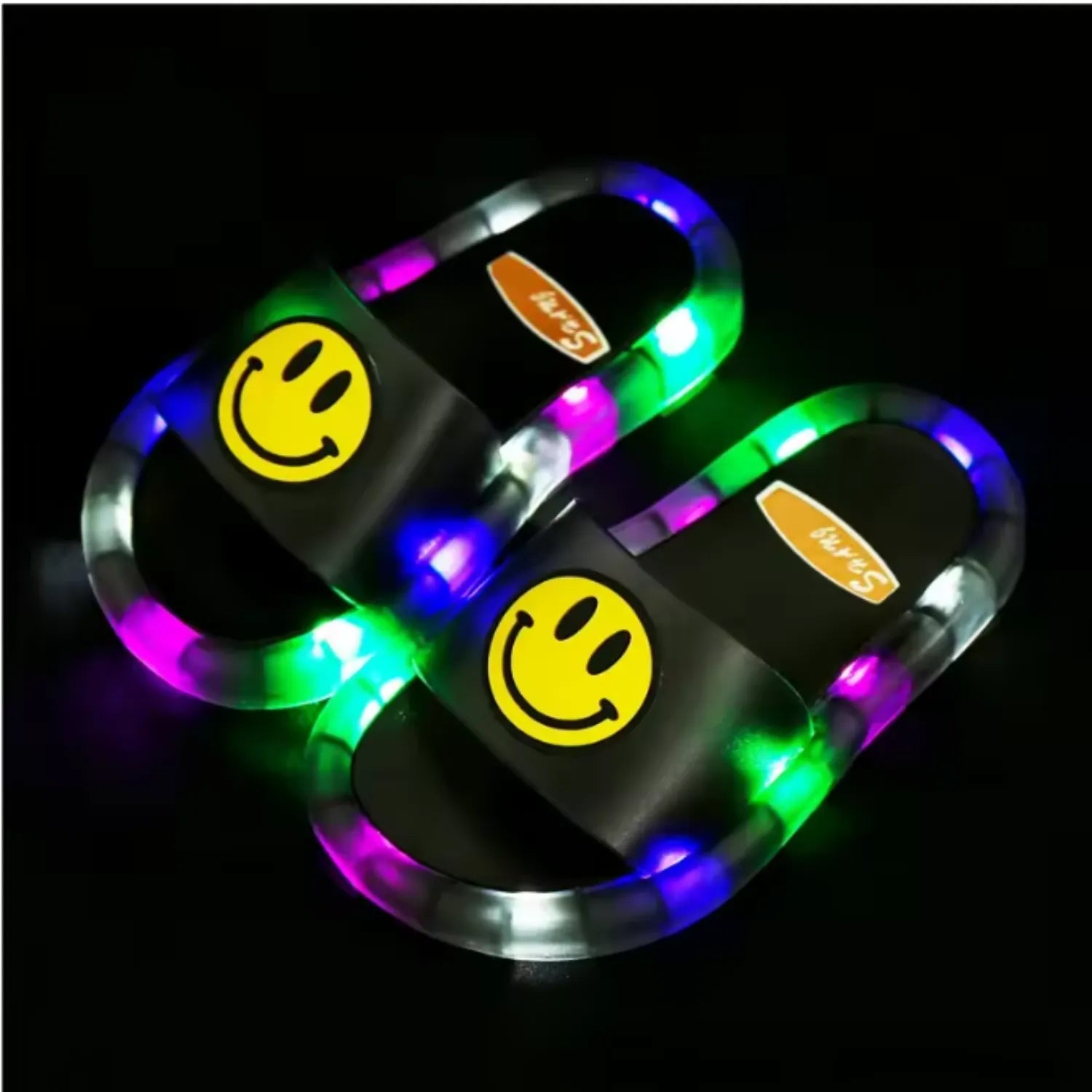 Chinelo sandalia infantil meninas meninos preto com led