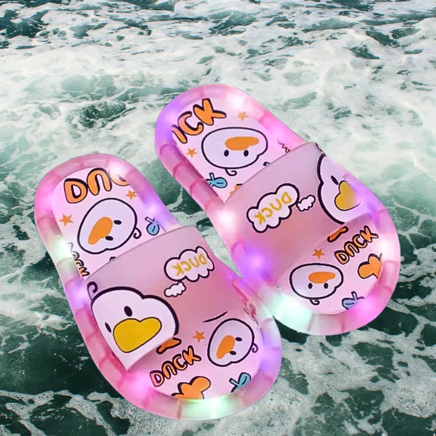 Chinelo sandalia infantil meninas meninos rosa água claro led