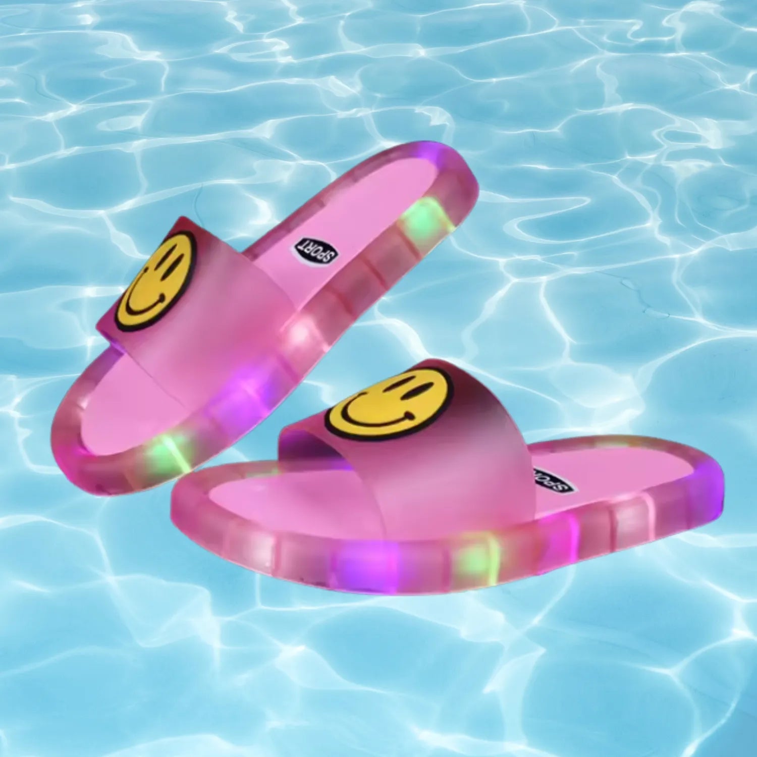 Chinelo sandalia infantil meninas meninos rosa claro água claro led