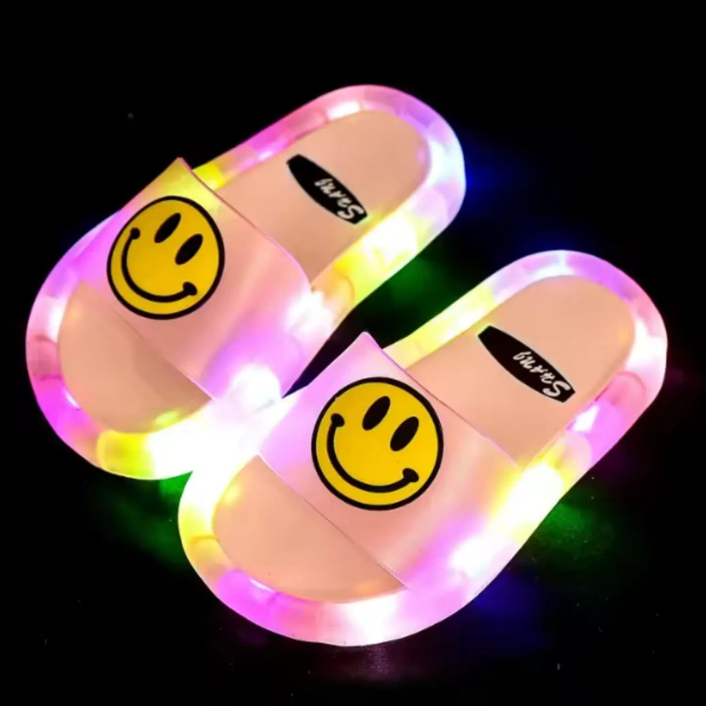 Chinelo sandalia infantil meninas meninos rosa claro com led