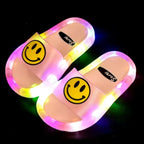 Chinelo sandalia infantil meninas meninos rosa claro com led
