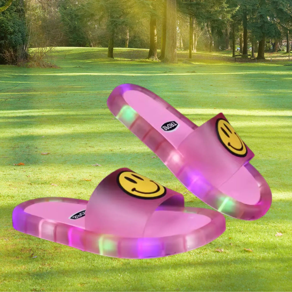 Chinelo sandalia infantil meninas meninos rosa claro frescor macio led