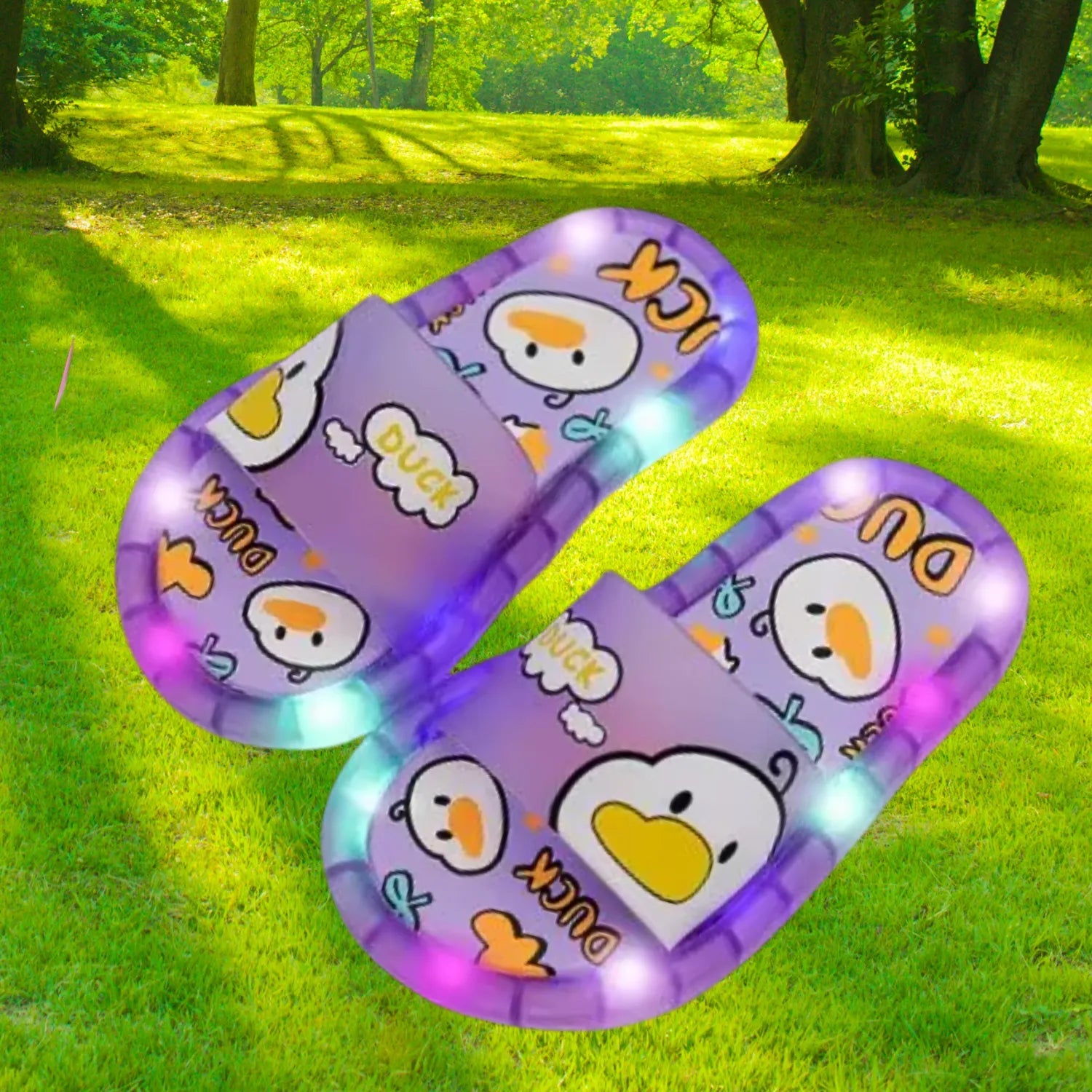 Chinelo sandalia infantil meninas meninos roxo lilás frescor macio led