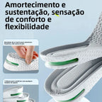 Par de palmilhas esportivas antifadiga. Com sistema de amortecimento no calcanhar.