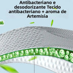 par de palmilhas esportivas antifadiga. As palmilhas possuem tecido antibacteriano.