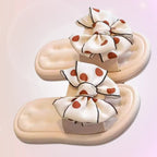 Sandália chinelo infantil meninas bege creme laco fomoso delicado