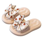 Sandália chinelo infantil meninas bege creme laço