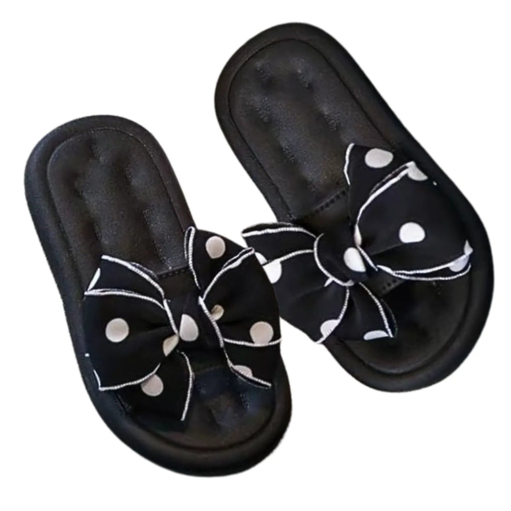 Sandália chinelo infantil meninas preto laço