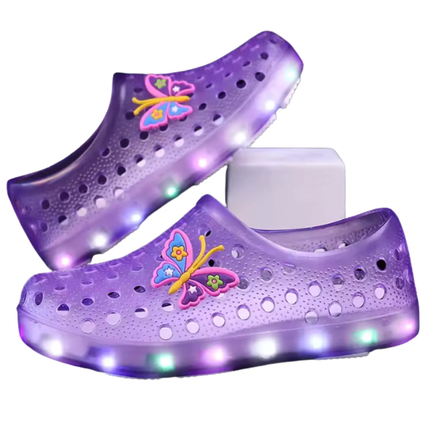 sandália fechada infantil roxo lilás unissex com led