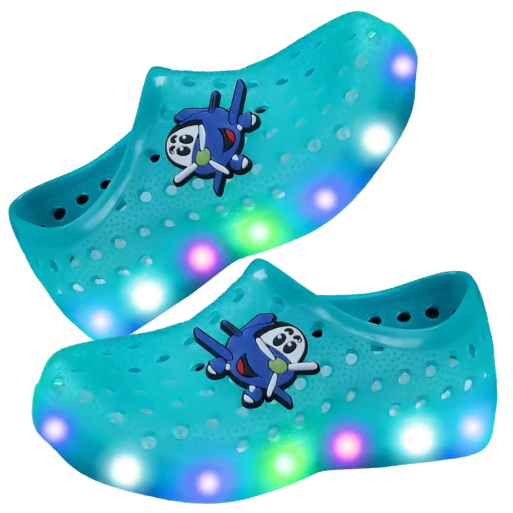 sandália fechada infantil verde unissex com led