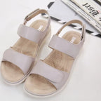 sandalia feminina creme e velcro