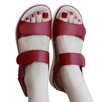 sandalia feminina vermelha confort belo destacado