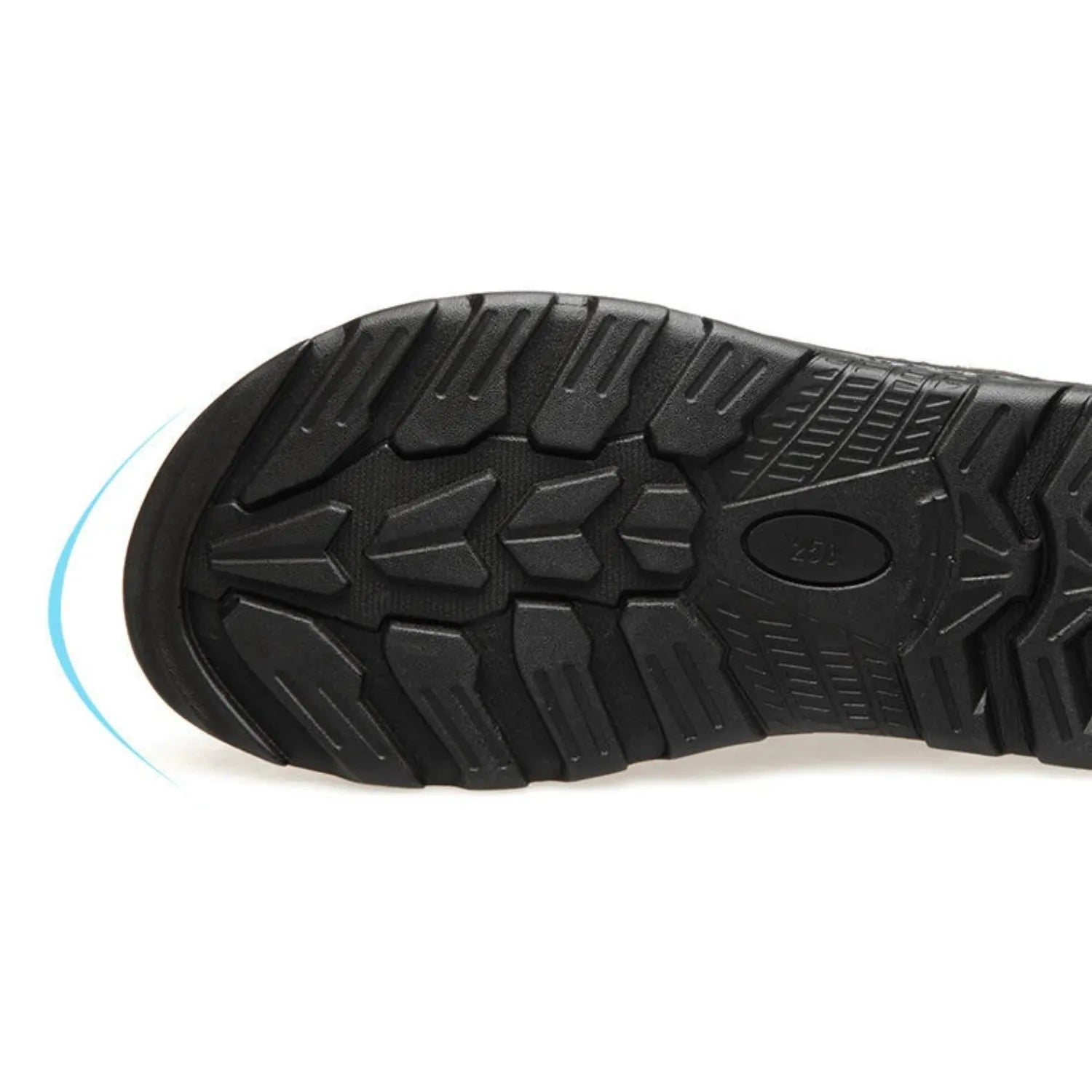 Sandália masculina de couro com design clássico, tiras largas e costura contrastante, destaque para o solado.