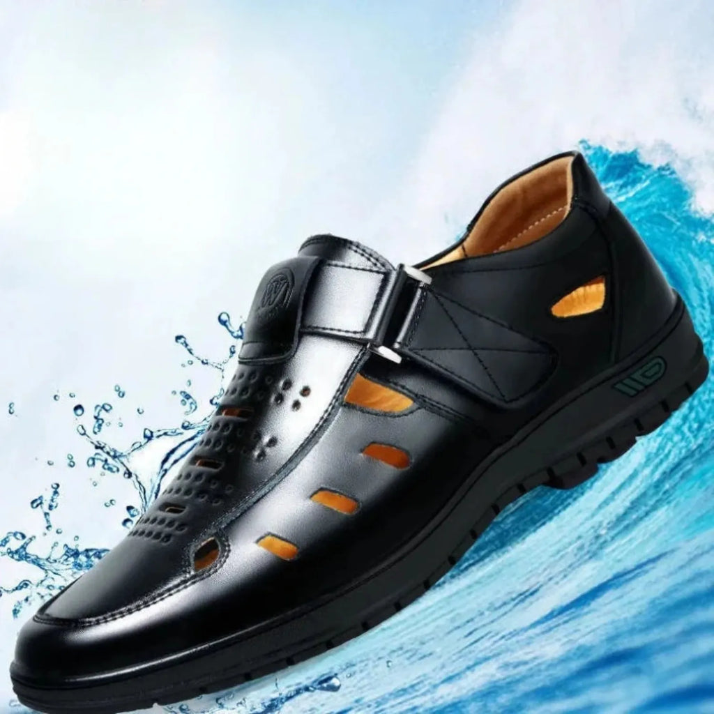 sandalia masculino preto fivela