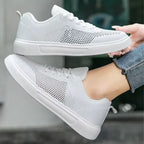 tênis feminino branco de malha beleza delicado suave