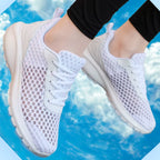 tênis feminino branco de malha frescor e leveza