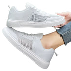 tênis feminino branco de malha respirável confort
