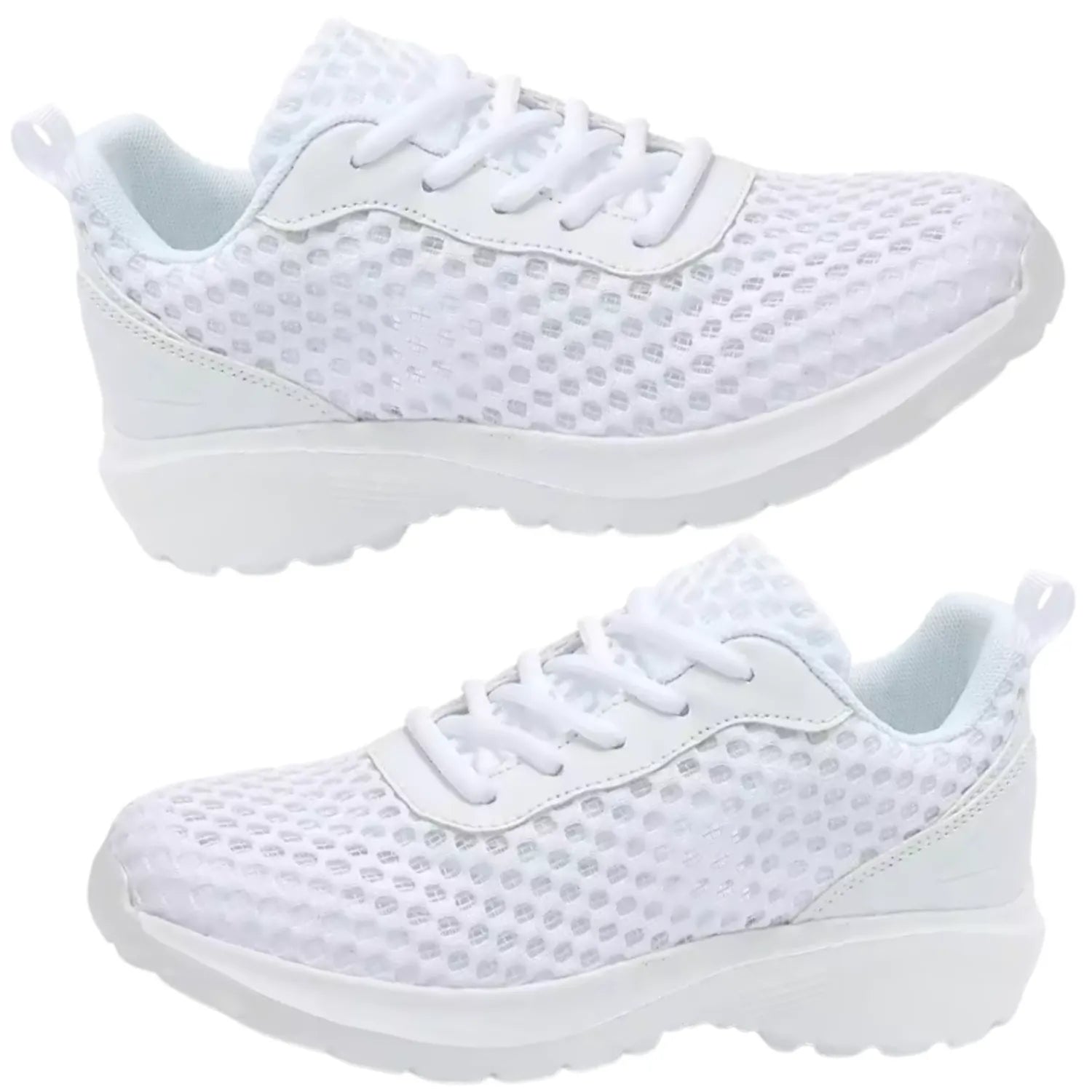 tênis feminino branco de malha respirável e antiderrapante