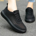 tênis feminino preto malha macio e respirável antiderrapante