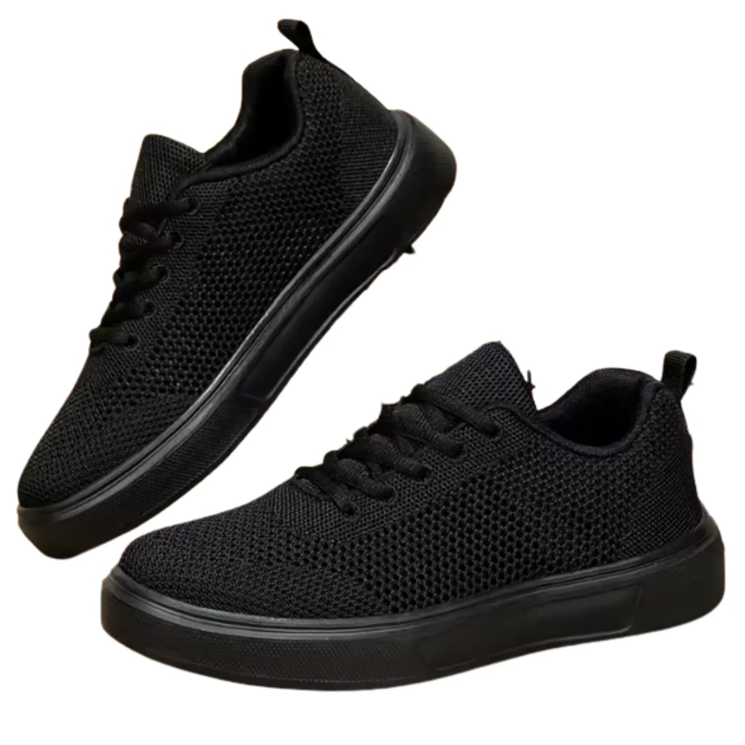 tênis feminino preto malha macio respirável antiderrapante