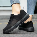 tênis feminino preto malha macio respirável e antiderrapante