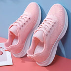 tênis feminino rosa de malha confort